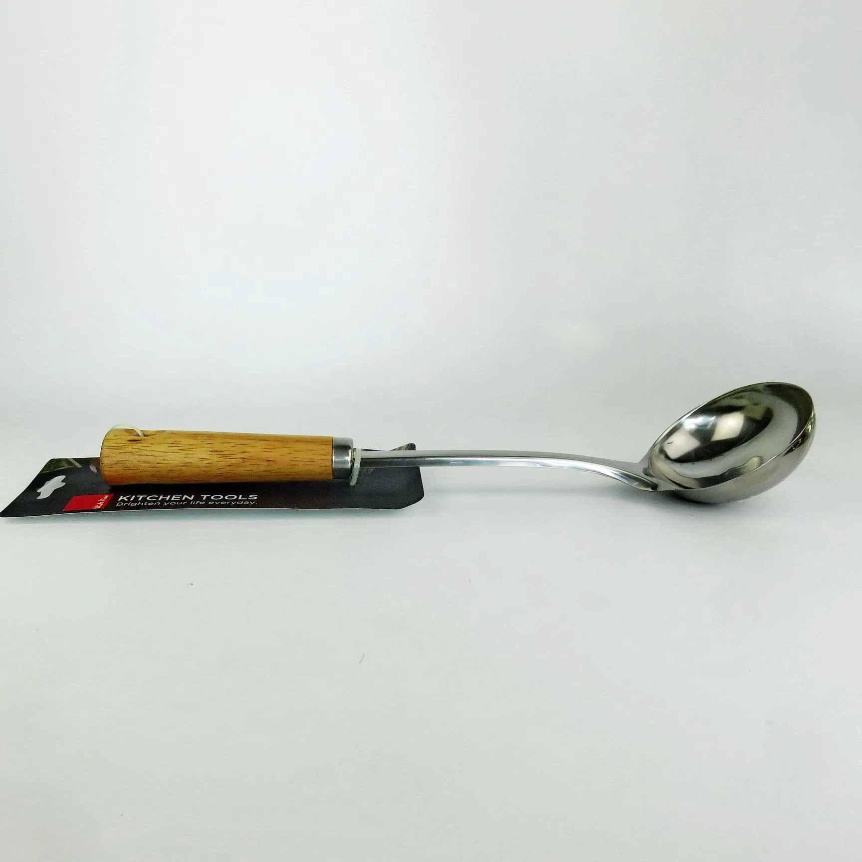 Hot sale high quality Rubber Wood Handle Kitchen Utensils tools Stainless Steel Wooden Handle Serving spoon