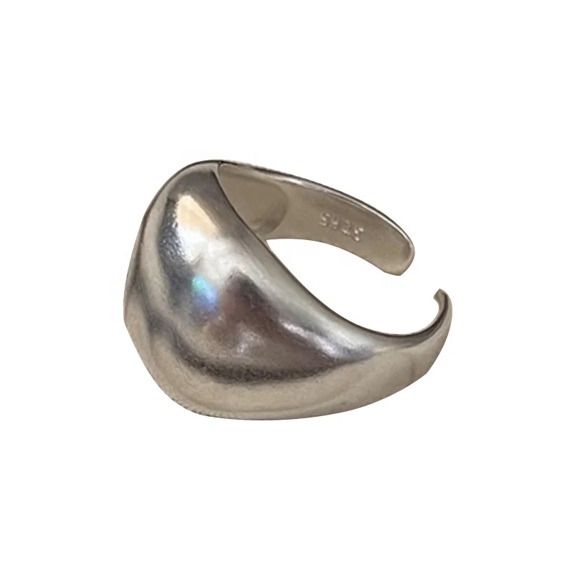Wholesale Korean Style Minimalist 925 Sterling Silver Ring Casual Silver Fine Jewelry Women Matte Texture Rings For Girls