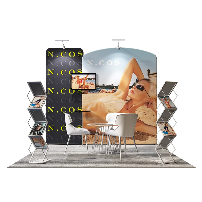 2024 Wholesale exhibition booth 3x3 10ft Fabric wall aluminum standard modular exhibition booth display stand