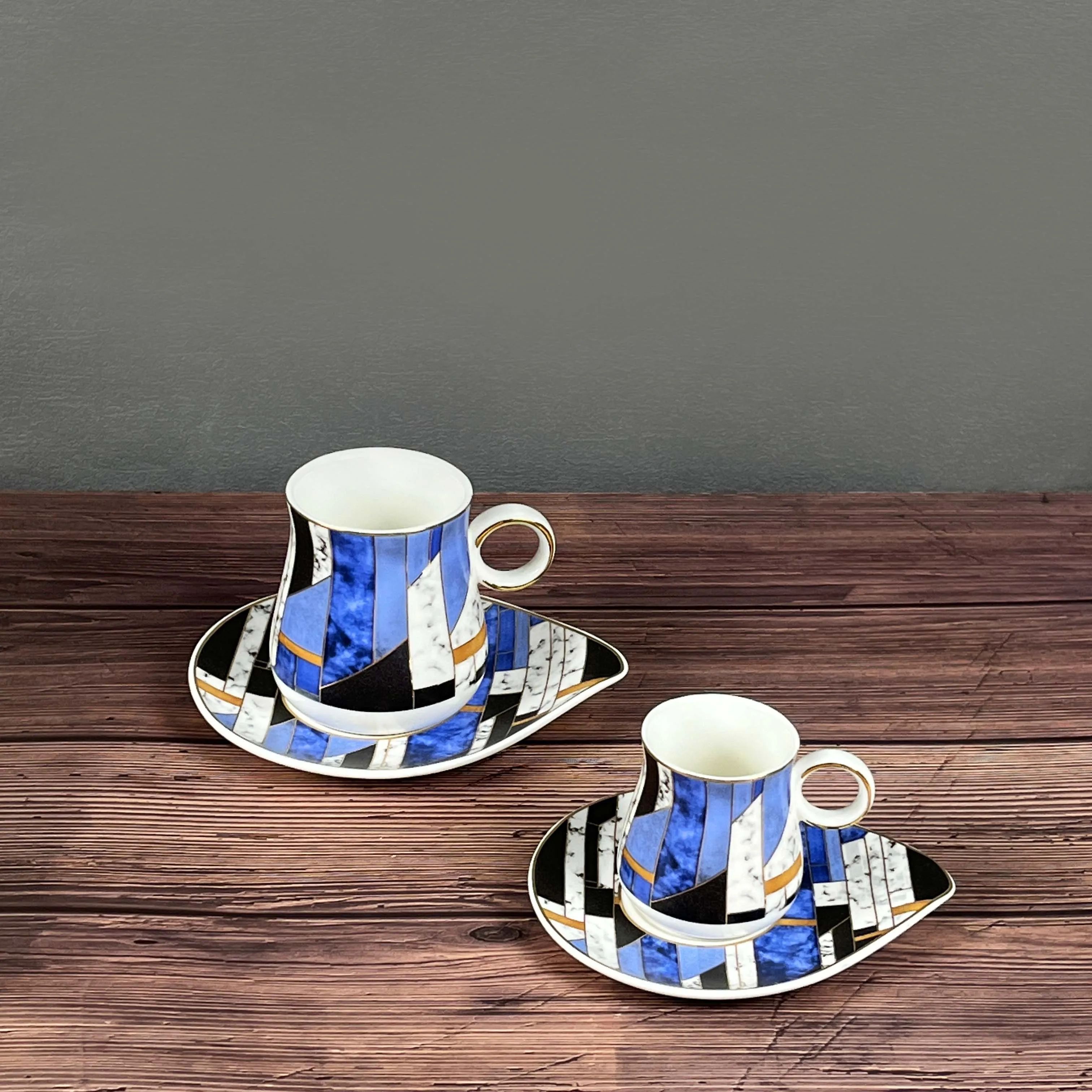 Wholesale Custom Logo Cup And Saucer Set Of 6 Southeast Asia Style Colorful Tea And Coffee Cup Set