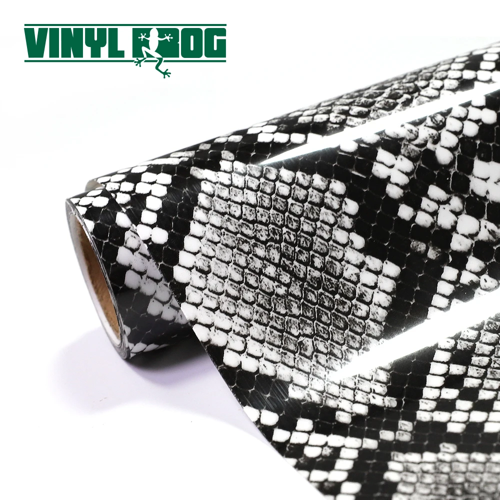 Pvc Leather Python Black White Htv Heat Transfer Printing Film Vinyl For T-shirt Custom Printing Logo
