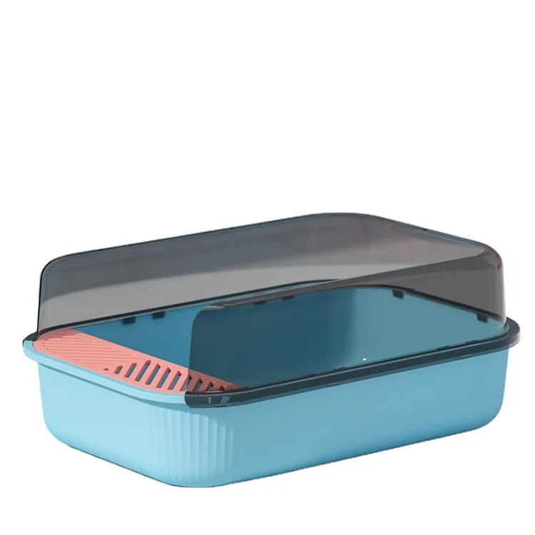 Large Capacity Cat Litter Box High-edge Semi-closed Sand Box for Cats Toilet Anti Splash Cleaning Cat Tray