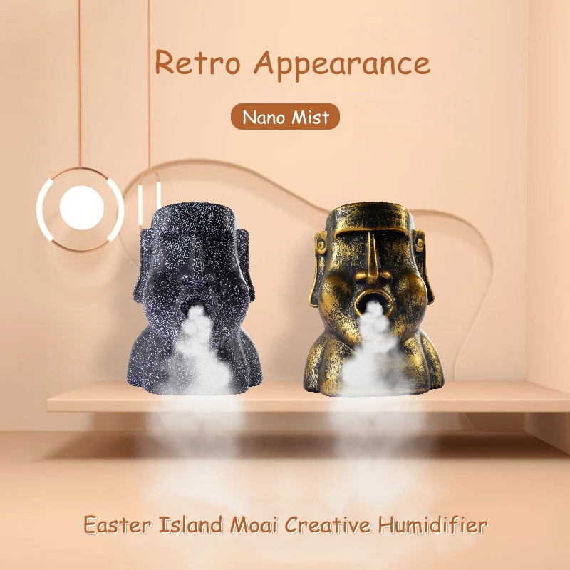 Moai Humidifier Creative Air Purification Aroma Diffuser Spray Funny Easter Island Moai Statue