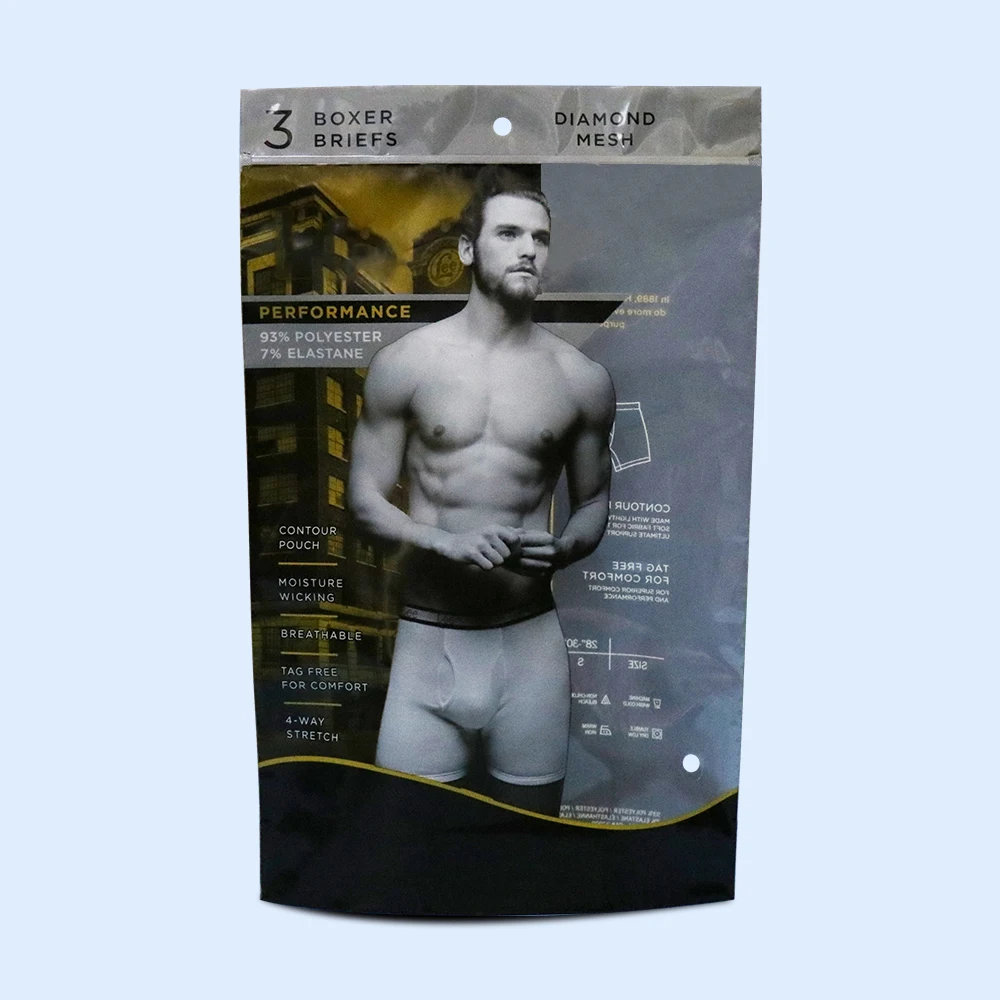 Customized Design Logo New Design Underwear Boxers Briefs Men Women Zip Lock Stand Up Packaging Bags Packs Of Men Underwear