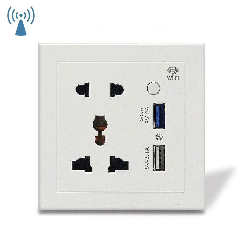 WiFi Smart Wall Socket Universal Wireless Outlet Power Control Sockets USB Charger Adapter Work With Google Assistant Alexa