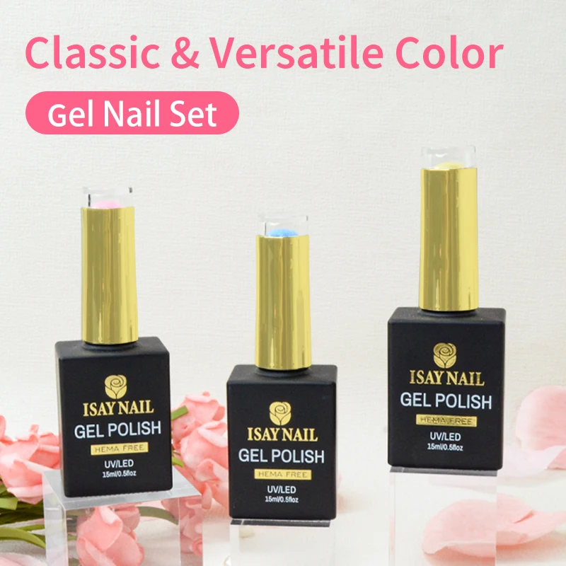 ISAY Supplies Paint Varnish Enamel Lacquer Color UV Set Hema Free Nude Gel Nail Polish