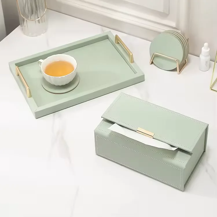 PU Leather Tissue Case Table Tissue Holder Magnet Tissue Box
