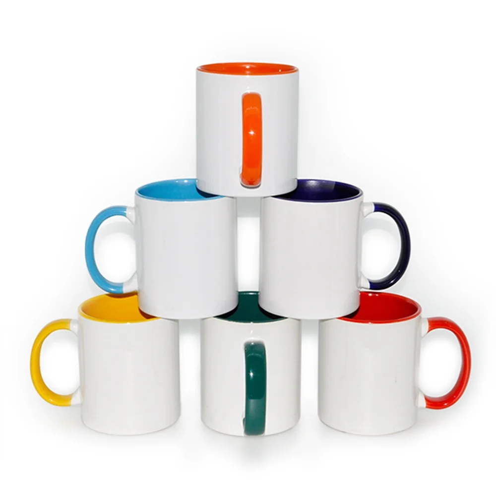  Sunmeta color mug 11oz handle solid inside mugs for