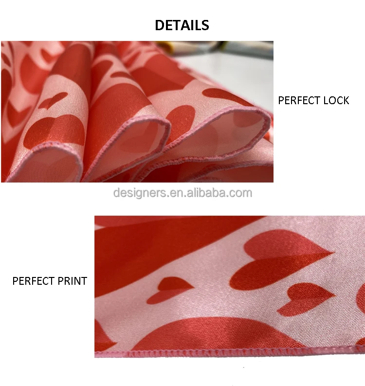 Custom print logo stylish long scarves square polyester silk satin designer head scarf for women