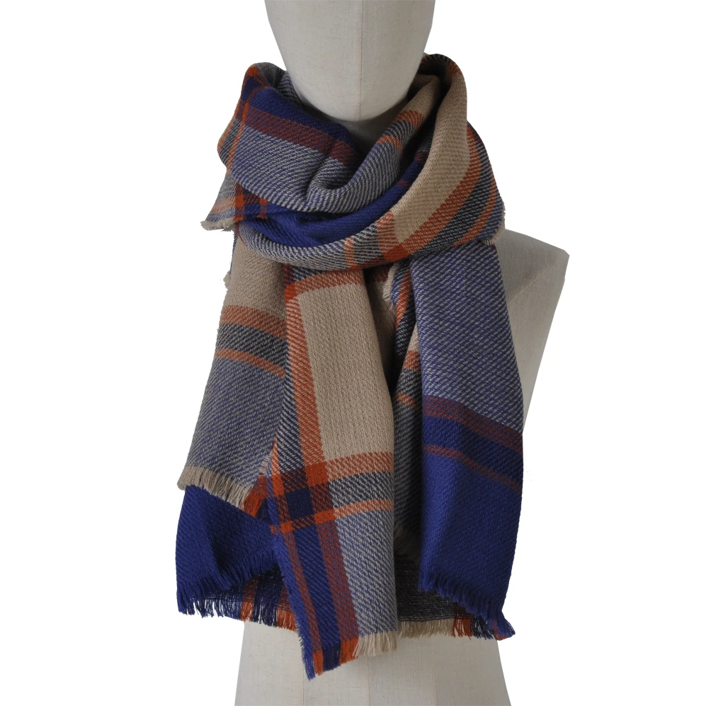 
100% акриловый зимний шарф, Женский клетчатый теплый акриловый шарф 