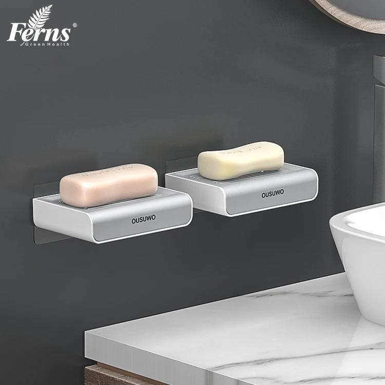 Bathroom Storage Wholesale Custom Shower Soap Holder Plastic Wall Mounted Adhesive Draining Soap Holder Dish