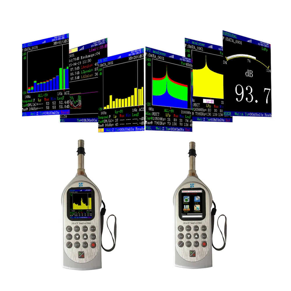 AWA6228+ Noise decibel sound level meter 20-142dB Octave Band Filter analyzer with stand Class 1 with Large Color Screen Display