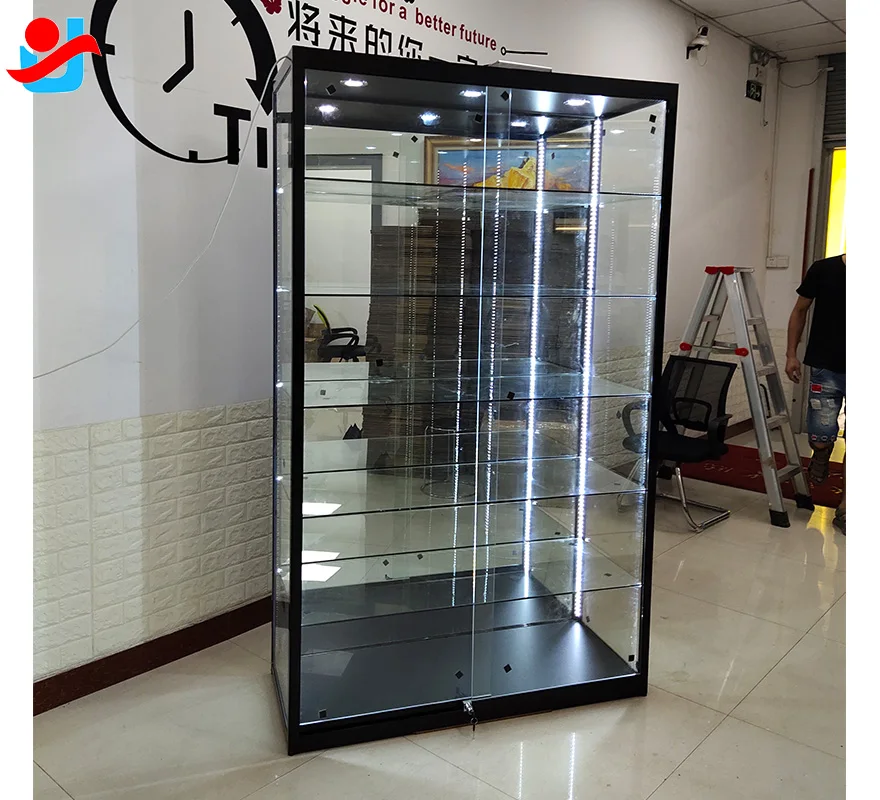 6 layers full vision retail smoke shop showcases glass showcase glass display  display cabinet toy display with light strips