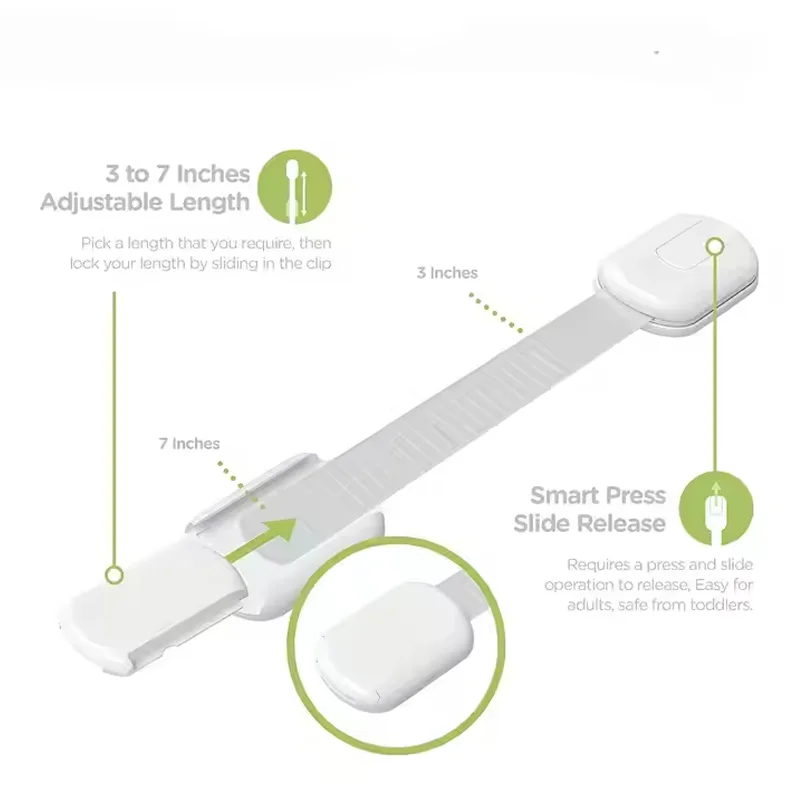 Factory Supply Baby Safety Lock  Adjustable Strap Length Kids Proofing Locks Plastic Protection Kids Safety Door Lock