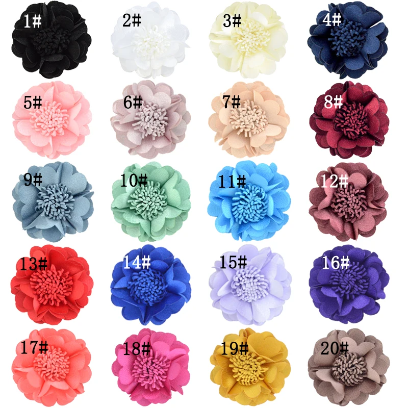 6cm Ice Silk Fabric Handmade Flower Core For Children Headwear Hair Accessories