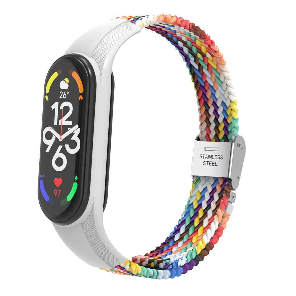 ODM new 7315 series adjustable colorful braided nylon watch band miband7 strap compatible with mi band 3 4 5 6 7