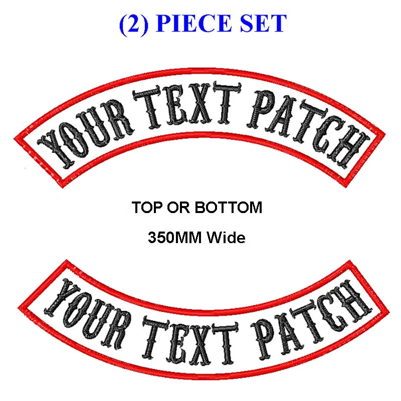 Custom texts top and bottom rock embroidered patches iron on biker rider embroidery patch