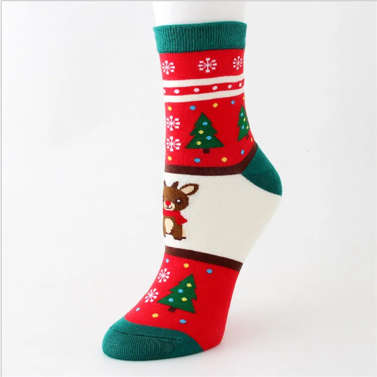 Fashion Christmas Tree Snowman  Jacquard Cotton New Christmas Socks Women