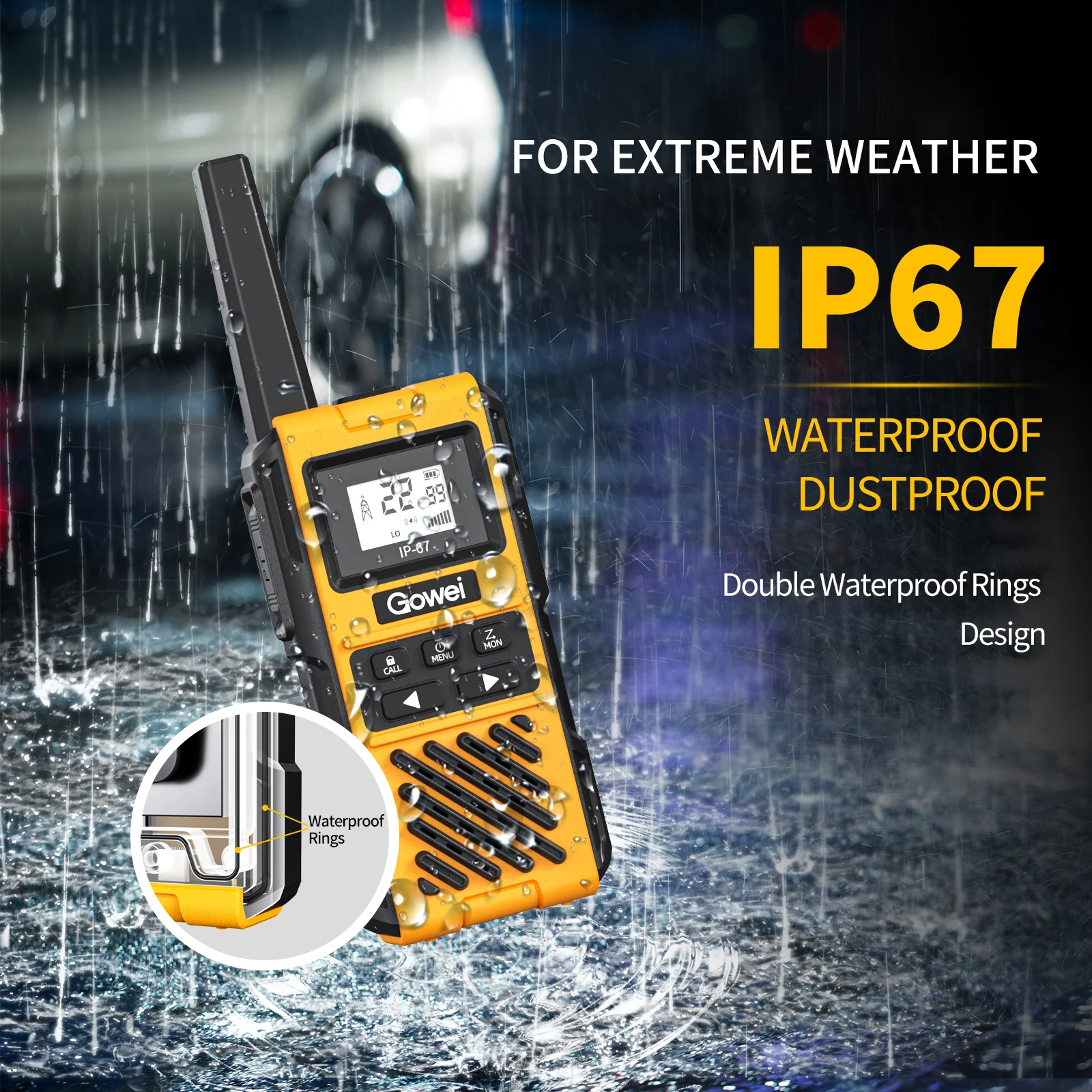 2 watt Emergency Radio, Walkie Talkies for Adults,2 way radio walkie talkie  IP67 Waterproof Handheld Radio