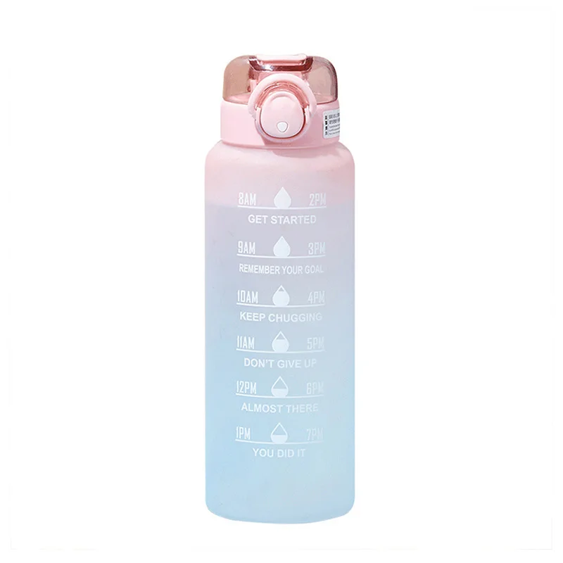 Wholesale Sports Water Bottle Large Volume Portable Summer Cup With Straw Time Mark For Outdoor Workout