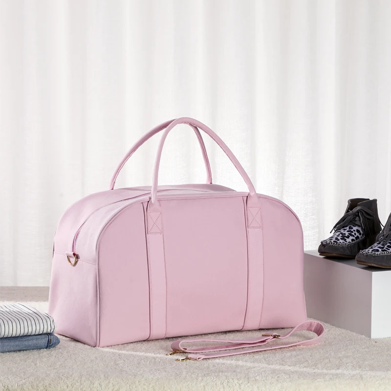 Wholesale Luggage Travel Waterproof Weekender Bag Pink Solid Cotton Custom Duffel Bag For Women
