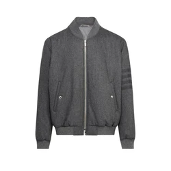 Customizable Baseball Letterman Jacket Grey All Wool Varsity Jacket With Zipper