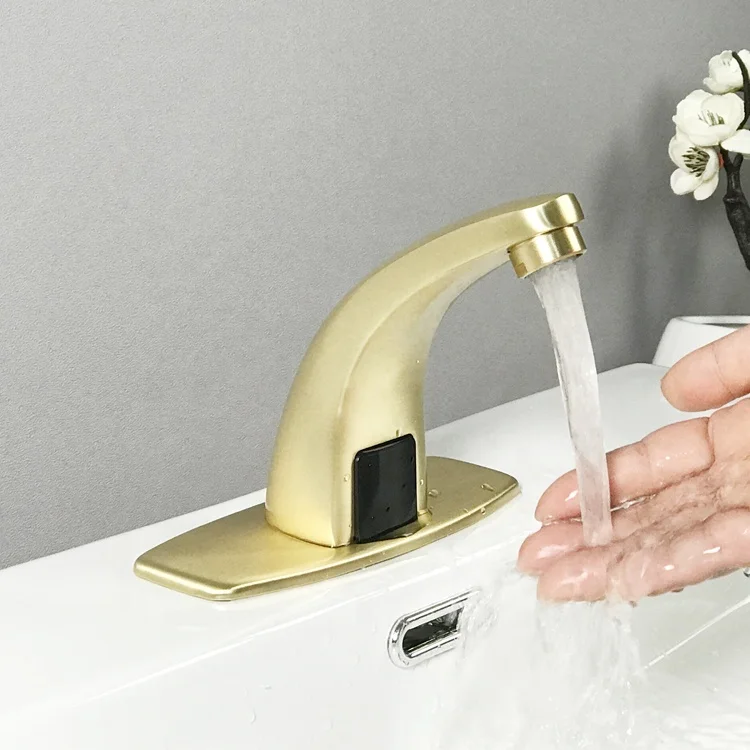 new arrive hands free automatic taps brushed gold motion sensor faucet