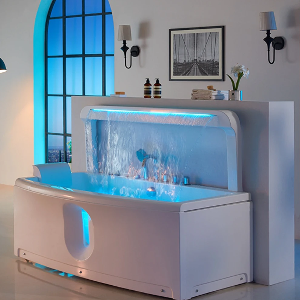 best selling new design waterfall bathtubs/ big bath tub/ bubble massage tub