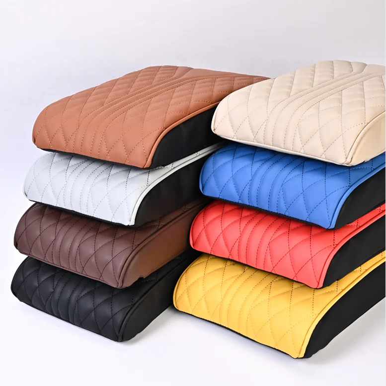 Anjuny PU Leather Car Armrest Cushion Pad for Car Universal Memory Foam Auto Center Console Seat Armrests Box Cover Hand Support