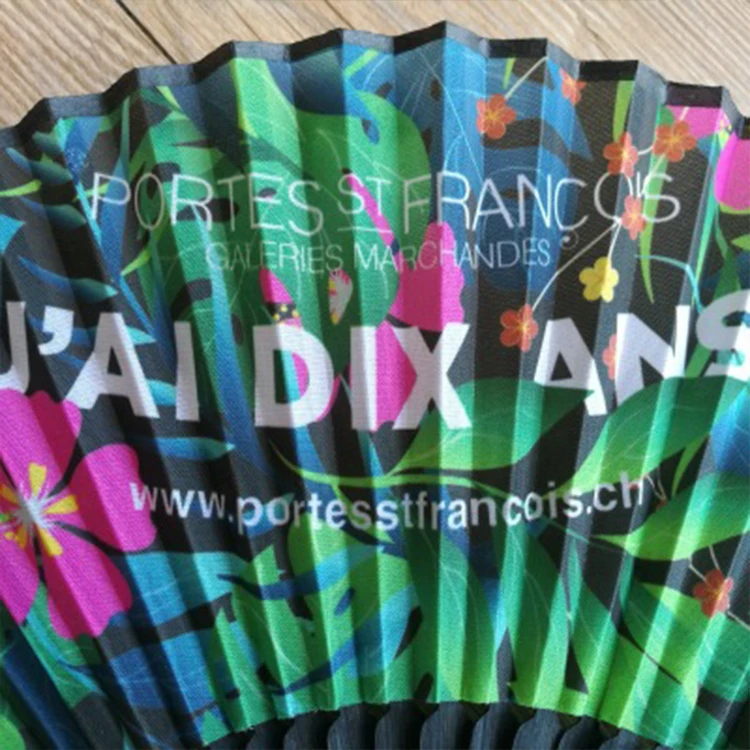 Wholesale large wedding hand fan personalized bamboo custom printed bamboo folding hand fan