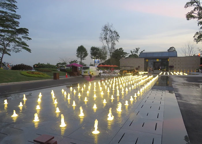 Small dancing garden musical fountain rectangular water fountain with RGB lights