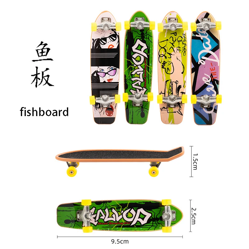 plastic alloy trucks Toys Kids  technology deck fingerboard double kick fish board curiser longboard mini  finger skateboard
