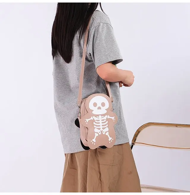 Holiday Party Bag Unique Halloween Purses Gothic Novelty Hand Bag Cute Pink Skull Halloween Crossbody Bag