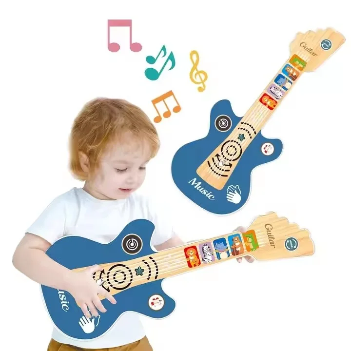 KSF New Design Mini Electric Guitar Musical Instrument With Light And Music Kids Educational Touch Guitar Children Toys