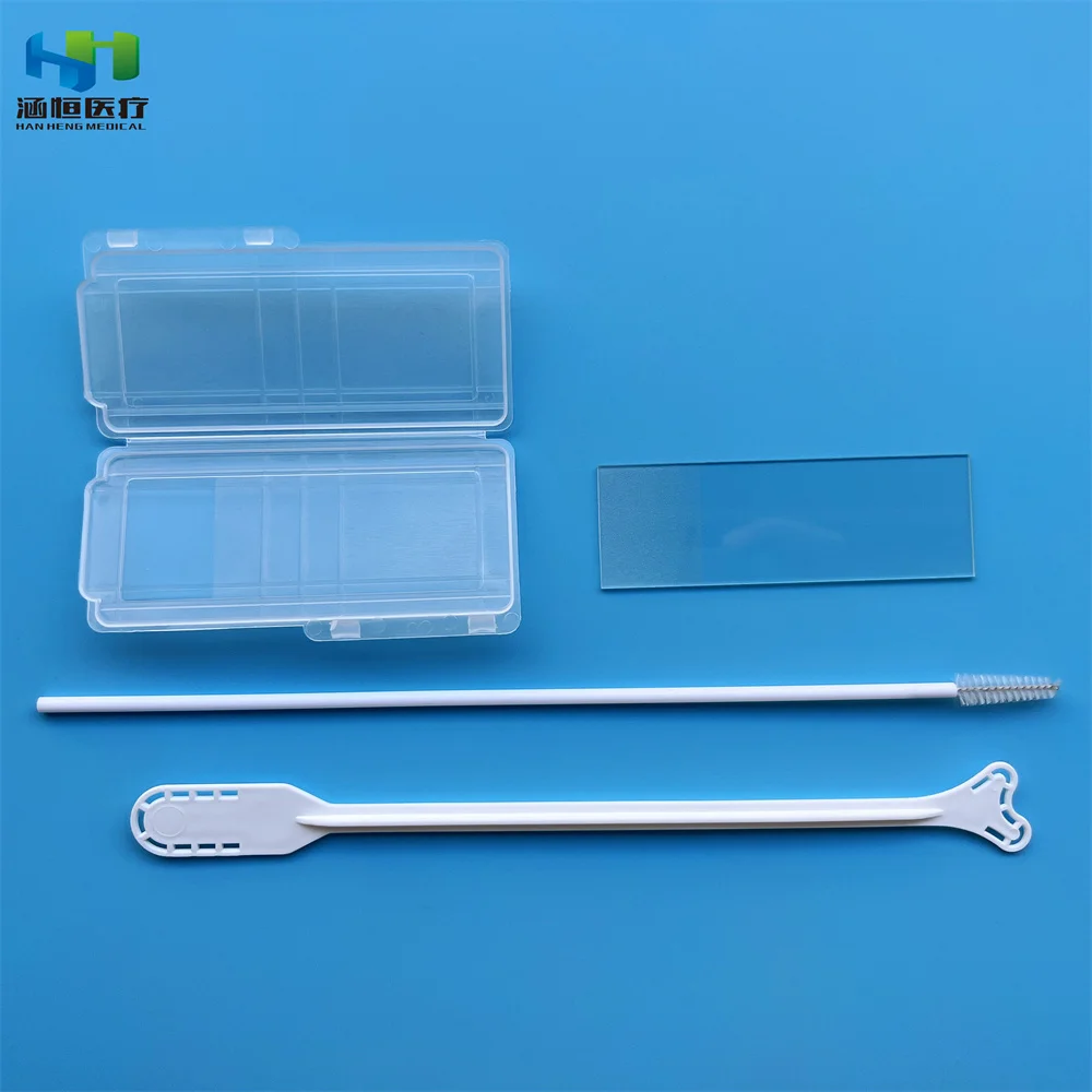 Disposable Surgical Pap Smear Test Kit for Female Examination Cytology Brush Plastic Scraper Glass Slide Pap Smear  Kits