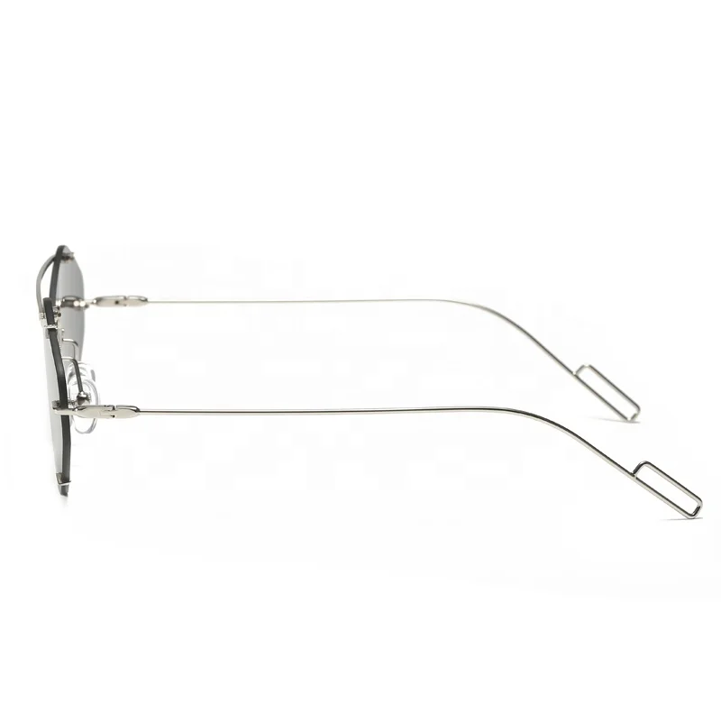 Fashion hexagonal  okey ultralight metal rimless frameless sunglasses