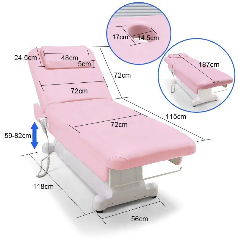 Professional luxury Electric Spa bed 1 2 3 Motors Aesthetic Facial Beauty Salon treatment Chair Electric Massage Bed