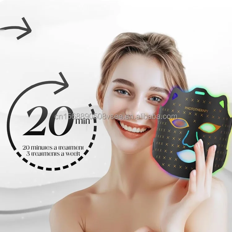 2024 New Trending LED Blue Light Facial Mask 415/605/630/850 Nm 7 Colors Silicone Gel Red Light Therapy Infrared LED Face Mask