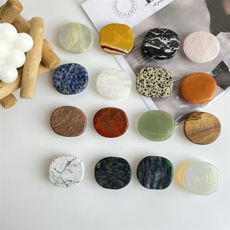 Nature Stone Phone Grip Sockets Custom Logo Phone Grip Holder Creative Marble Phone Holder Griptok for Cellphone