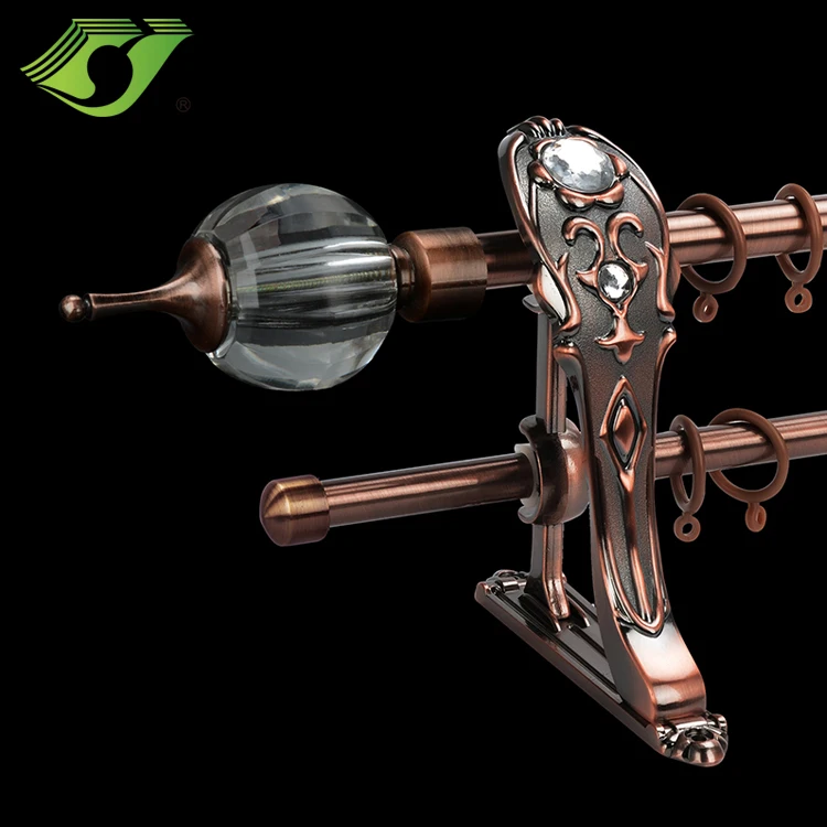 D0064 wholesale various kinds of decorative curtain rod sets with curtain end cover glass drapery finials for window