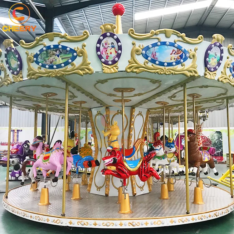 Fun fairground rides theme park luxury electric merry-go-round round carousel carnival ride for sale