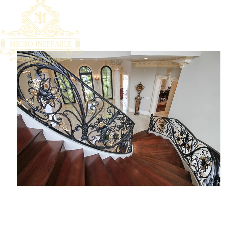 Duplex House Good Design Fancy Style Powder Coated Craft Cast Iron Balustrade Fence Armrest For Sale