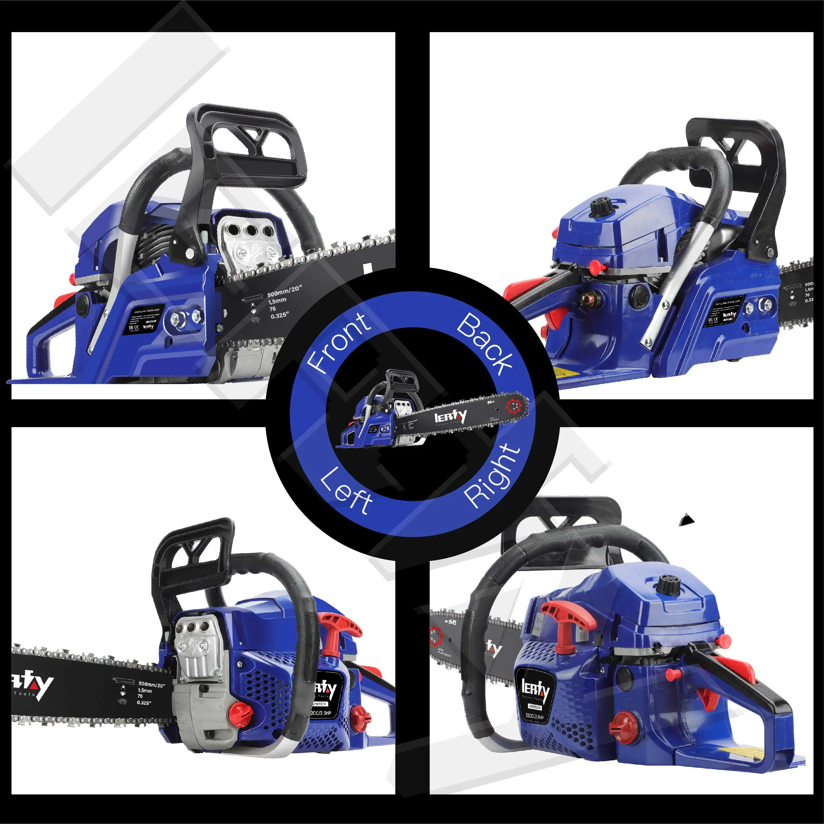 52CC 20' Wood Cutting Chain Saw 1900W 2 Stroke Gasoline Chainsaw Chinese Chainsaw