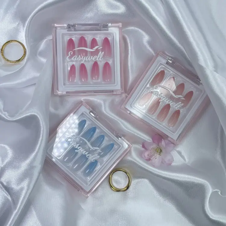 Ins hot selling Custom luxury press on nails hand painted false nails with glue artificial nails for women