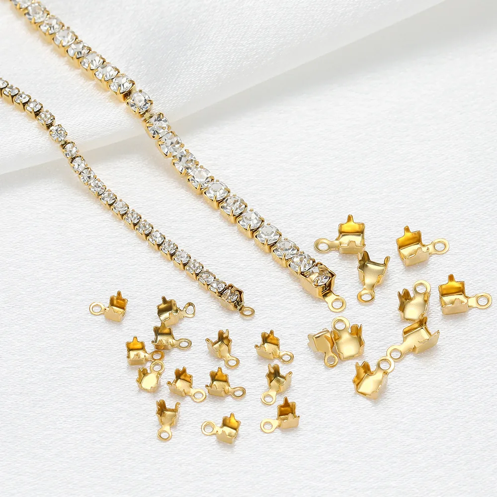 A2420 fashion 18k gold plated stainless steel charm end position clasp closure for necklace bracelet making diy