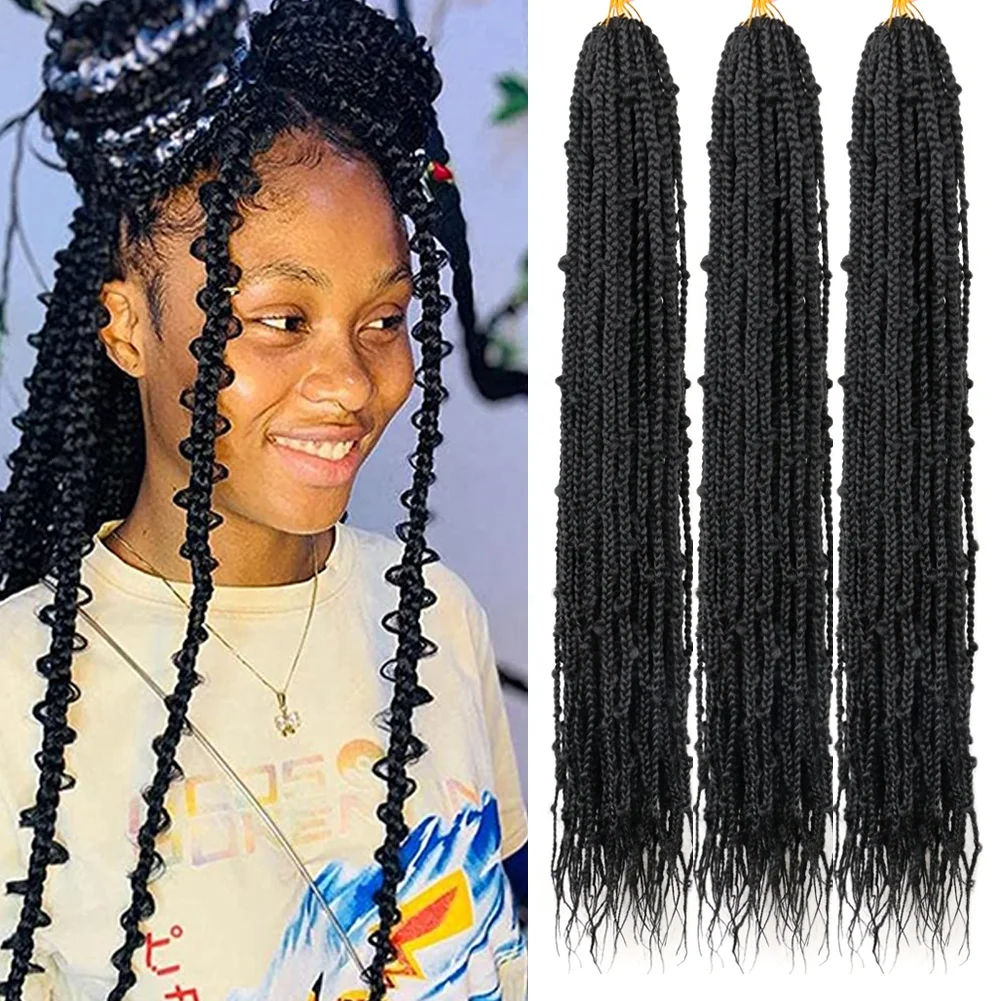 Synthetic Crochet Braids 32 inch Jungle Box Braids Pre Looped Crochet Hair Butterfly Box Braids