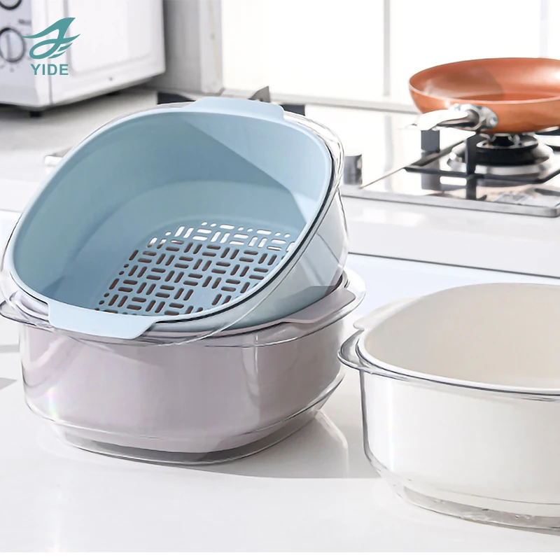 Plastic Rice Basket Multifunctional Fruit Vegetables Colander Washing Baskets Kitchen Tools