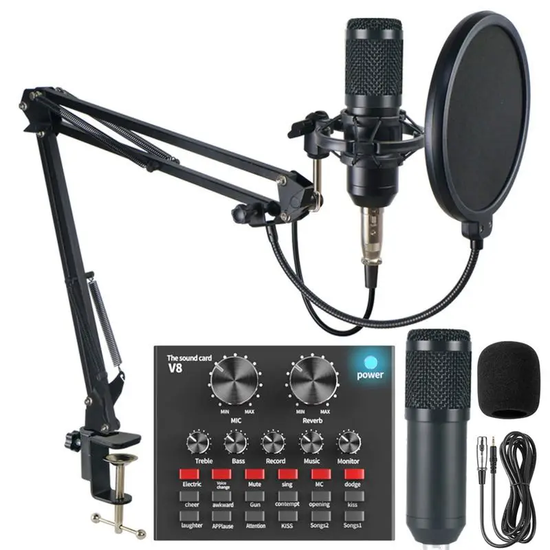 Audio V8 Sound Card Set BM800 Condenser Microphone for Live Skype YouTuber Karaoke Gaming Recording
