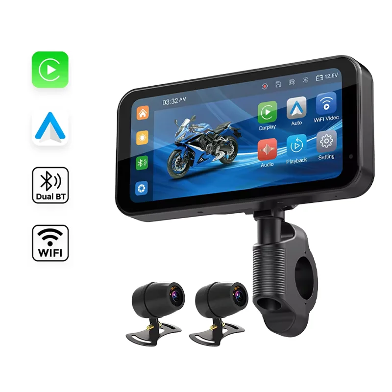 Hесида 6 25 дюймов беспроводной Carplay Android Авто дисплей экран мотоцикла Навигатор Bt Водонепроницаемая камера