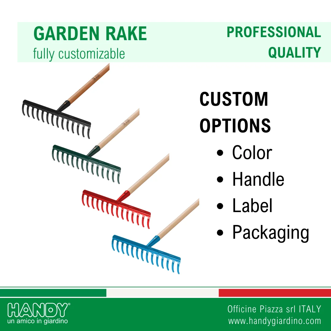 Best Italian quality tool strong 5mm steel rake 18 tines for gardening farming agriculture